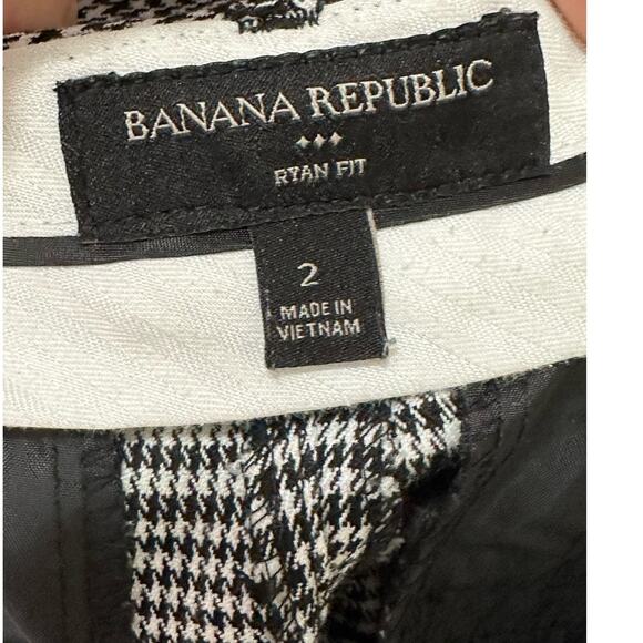 Banana Republic Ryan fit black white plaid pants size 2 - Picture 3 of 7